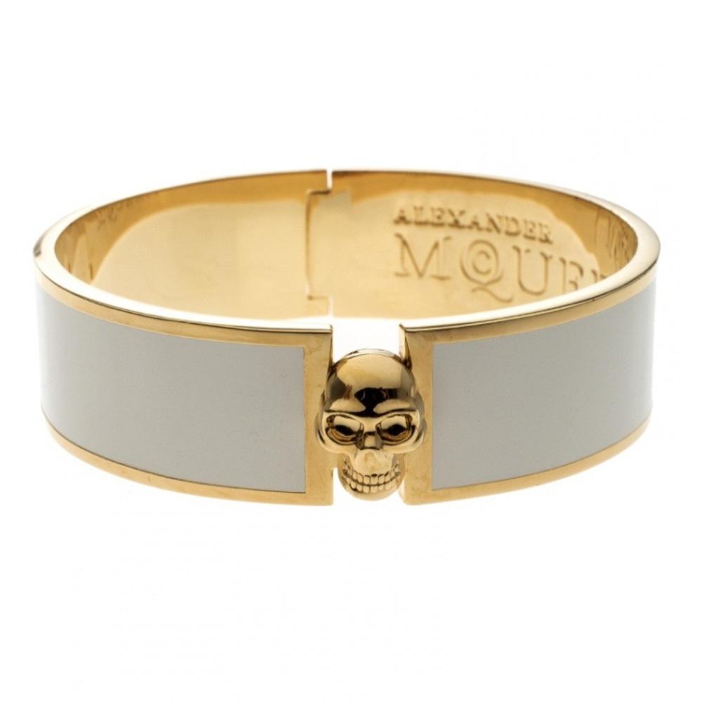 Alexander McQueen Gold and White Skull Bracelet